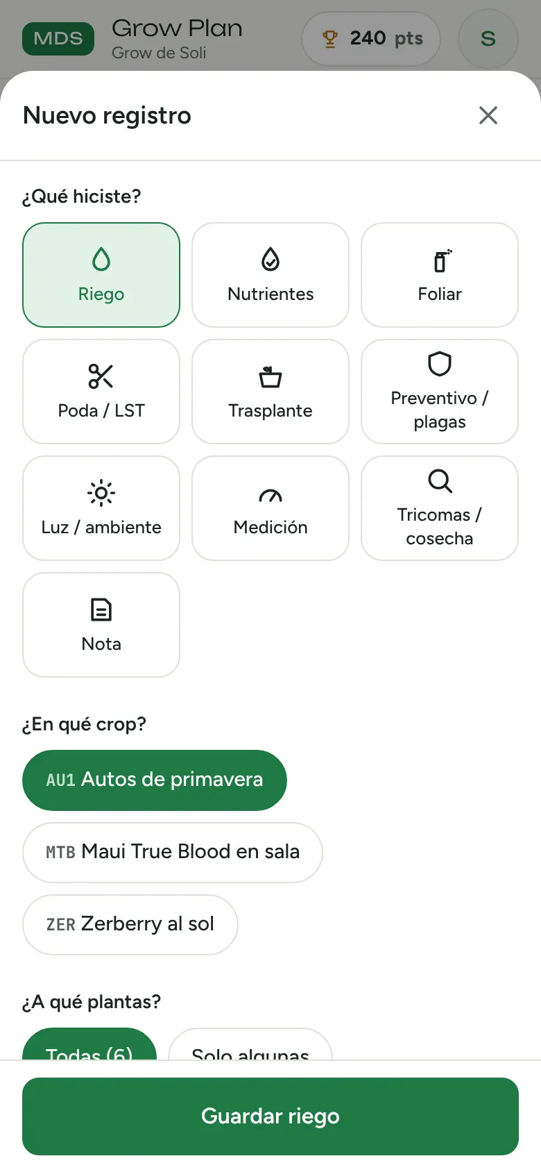 Registrás en dos toques
